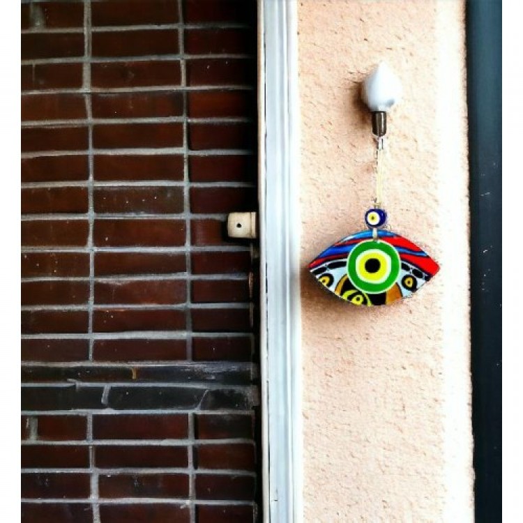 Green Eye Patterned Fused Glass Wall Decoration Green Eye Patterned Fused Glass Wall Decoration