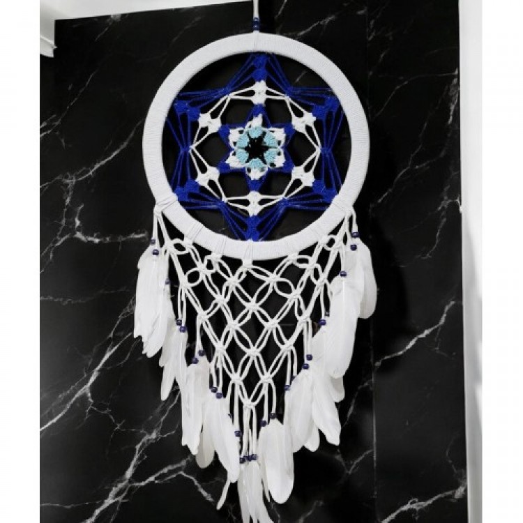 Large Dream Catcher Wall Decoration with Star Motif in Nazar Boncuk Colors