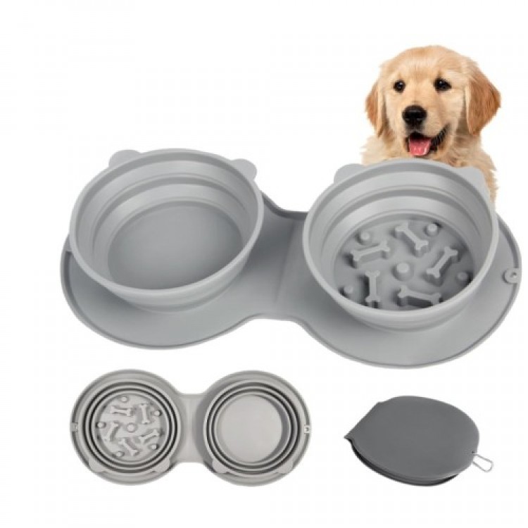 Mikopet Foldable Double Food and Water Bowl