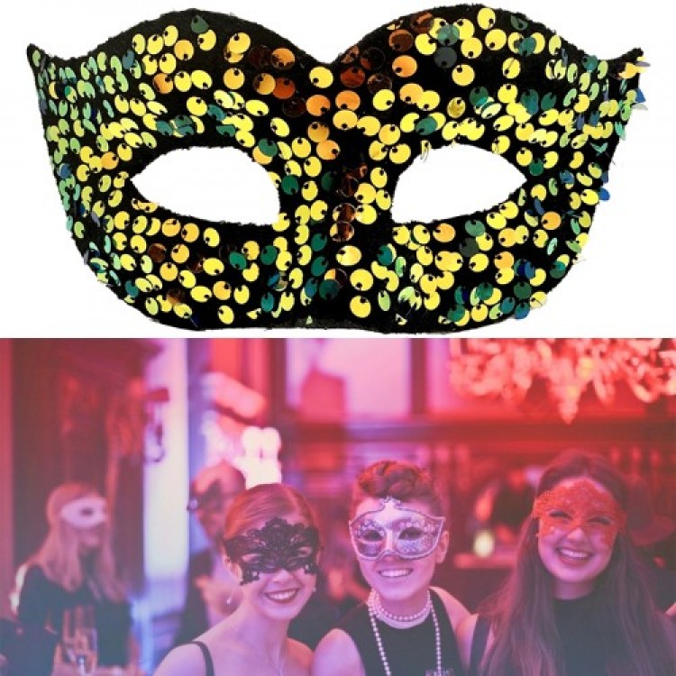 Gold Sequined Ball Mask
