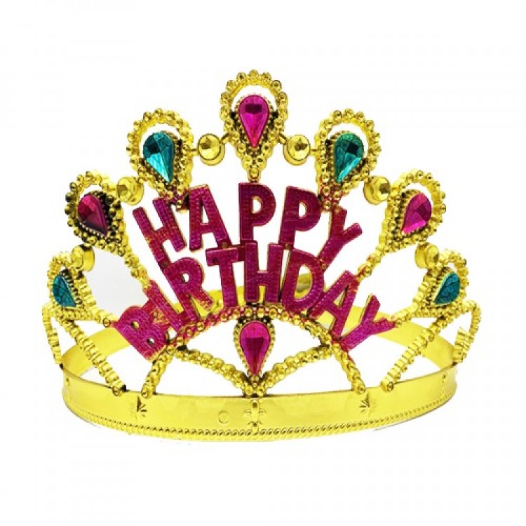 Gold Color Happy Birthday Crown