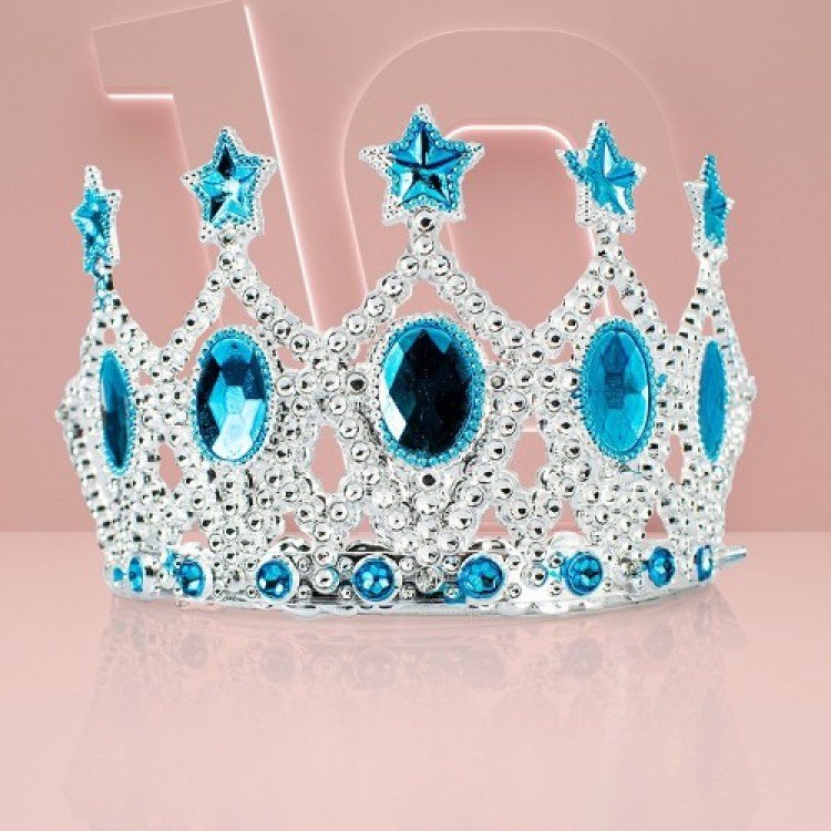 Children's Queen's Crown with Blue Star Embroidery