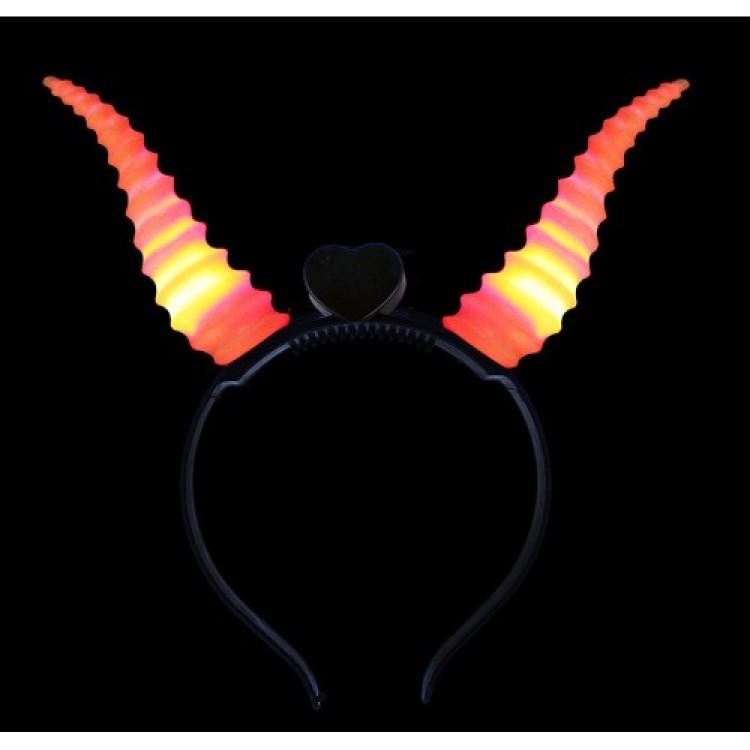 Red Color LED Lighted Curved Horn Crown