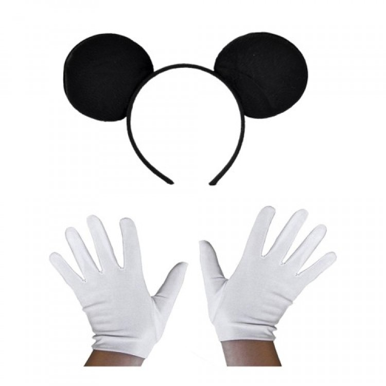 Black Mickey Mouse Crown and White Glove Set
