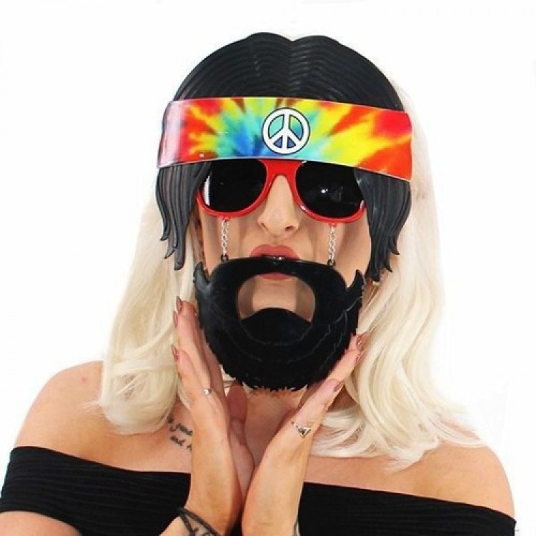 Black Hair Bandana Hippie Party Glasses