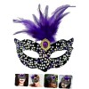 Black Velvet Sequined Purple Feather Party Mask