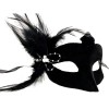 Black Suede Feathered White Pearl Party Mask