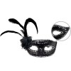 Black Side Feathered Rose Stone Sequin Mask