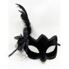 Black Suede Side Feather Pearl Party Mask