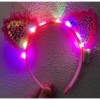 Fuchsia Beaded LED Lighted Cat Ear Crown