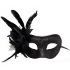 Black Metalized Feather Party Mask