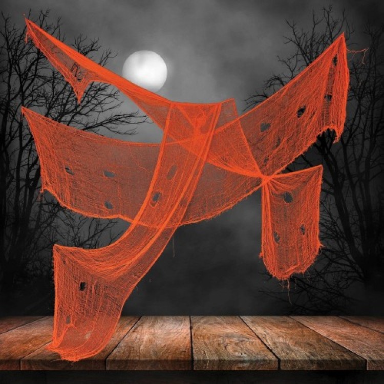 Orange Color Creepy Decor Curtain