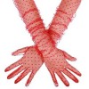 Long Red Polka Dot Red Color Adult Tulle Gloves