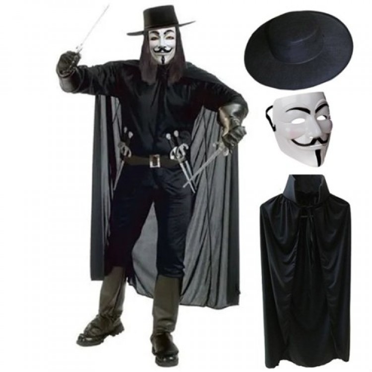 V For Vendetta Mask Hat Cape Set