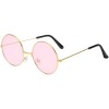 Round Glass John Lennon Style Gold Pink Glasses