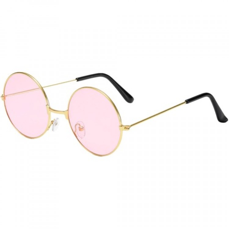 Round Glass John Lennon Style Gold Pink Glasses