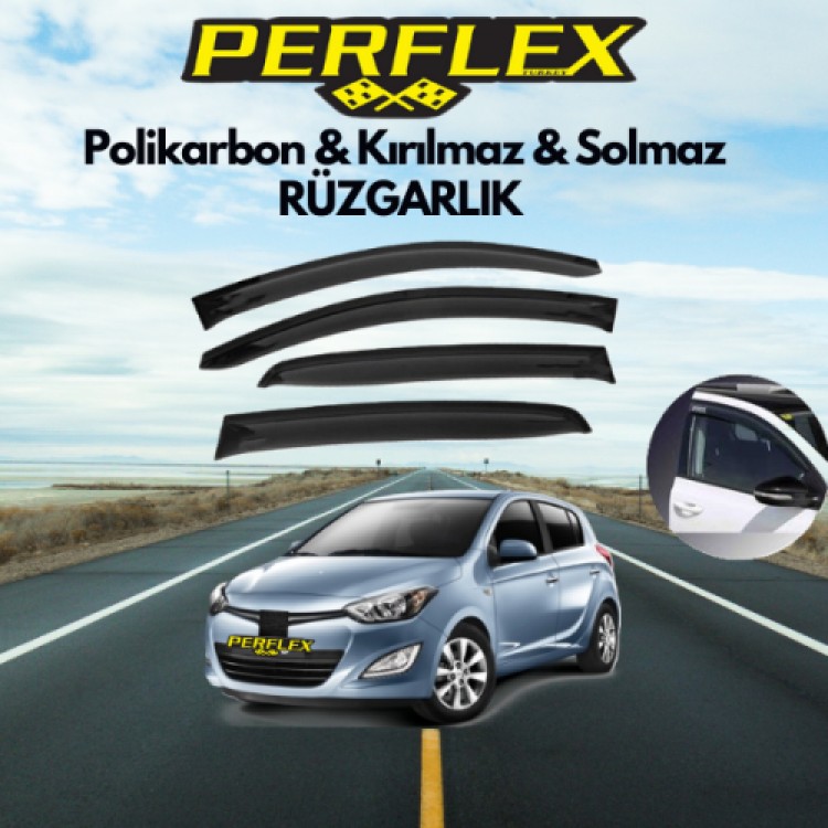 Perflex Polycarbonate Unbreakable Wind Deflector V2 Flat Hyundai i20 2008-2014 Perflex Polycarbonate Unbreakable Wind Deflector V2 Flat Hyundai i20 2008-2014