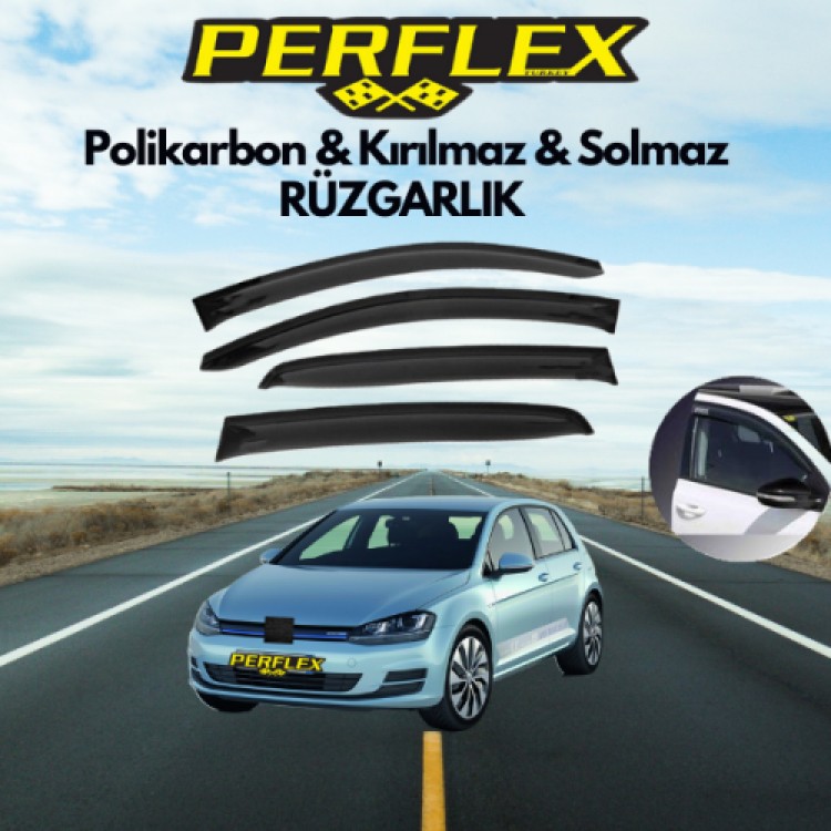 Perflex Polycarbonate Unbreakable Wind Deflector V2 Flat VW GOLF 7 2012-2020 Perflex Polycarbonate Unbreakable Wind Deflector V2 Flat VW GOLF 7 2012-2020