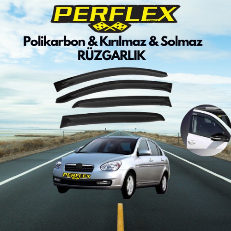 Perflex Polycarbonate Unbreakable Wind Deflector V2 Mugen Hyundai Accent 2006-2009 Perflex Polycarbonate Unbreakable Wind Deflector V2 Mugen Hyundai Accent 2006-2009