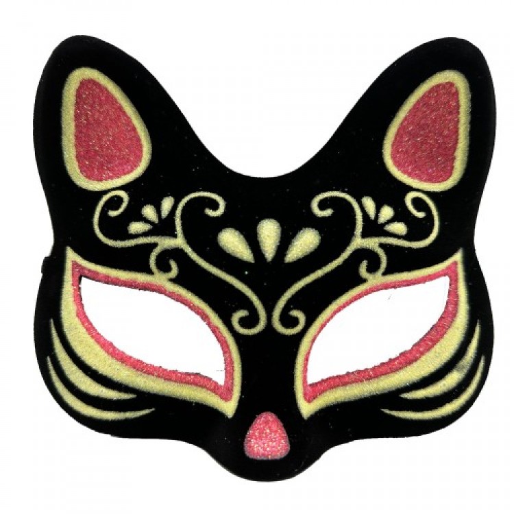 Black Suede Red Yellow Glitter Cat Mask Black Suede Red Yellow Glitter Cat Mask