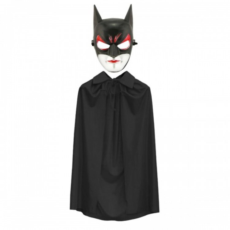 Batman Mask, Catwoman Mask, and Batman Cape Black Set