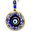 Ceramic Patterned Evil Eye Bead Wall Decoration, Handcrafted Glass Gift Item Gold-Gilded Evil Eye Bead