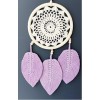 Handmade Macrame Wall Decoration with Lilac-Colored Leaves