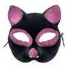 Black Color Pink Glitter Cat Mask