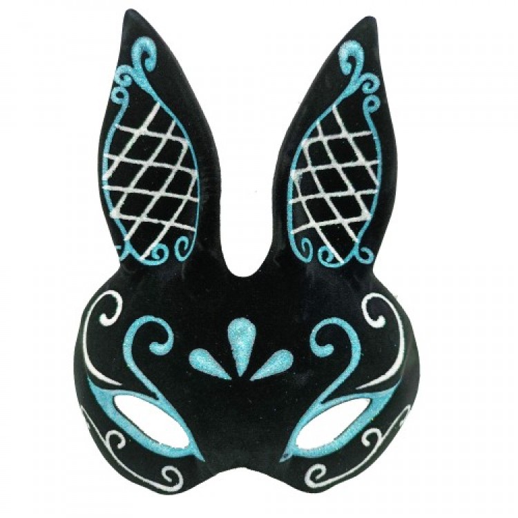 Black Blue White Glitter Rabbit Mask Black Blue White Glitter Rabbit Mask