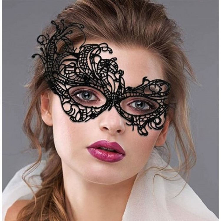 Black Lace Embroidered Party Mask