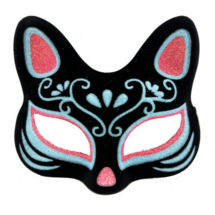 Black Suede Blue Red Glitter Cat Mask Black Suede Blue Red Glitter Cat Mask