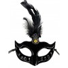 Black Feathered Suede Party Mask