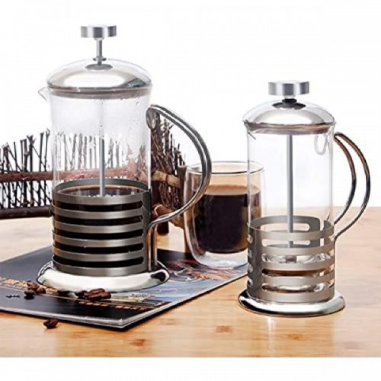 STAINLESS STEEL BODY FRENCH PRESS COFFEE AND TEA BREWING APPARATUS