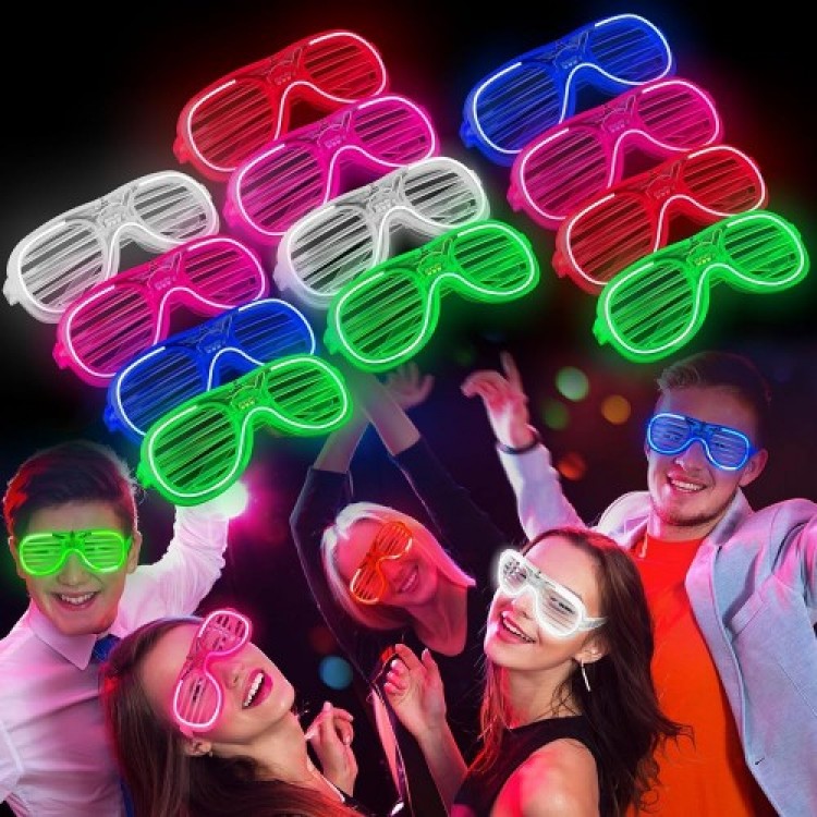 Glow Lighted Shutter Party Glasses, 12 Pieces Glow Lighted Shutter Party Glasses, 12 Pieces