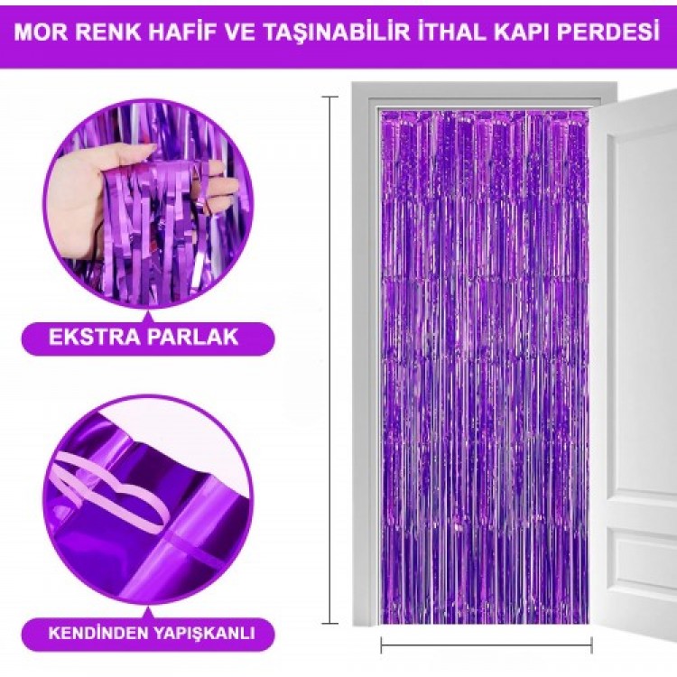 Purple Extra Metallic Fringed Backdrop Curtain