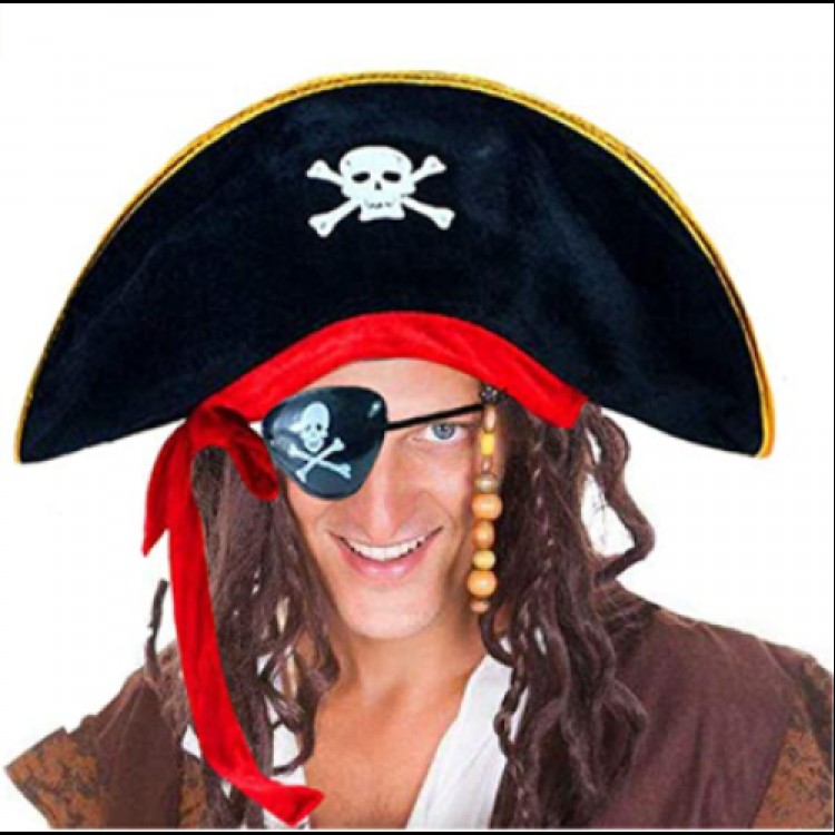 Adult Size Velvet Captain Jack Sparrow Pirate Hat and Plastic Pirate Eye Mask Adult Size Velvet Captain Jack Sparrow Pirate Hat and Plastic Pirate Eye Mask