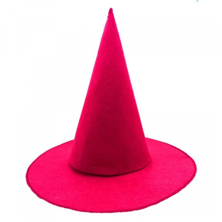 Pink Fuchsia Color Felt Witch Hat Adult Child Compatible 35X38 cm