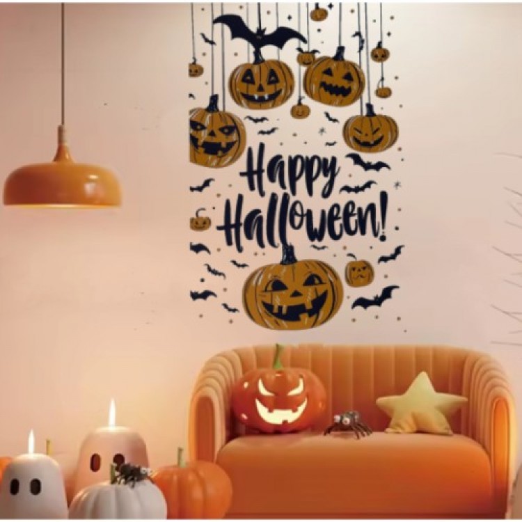 Halloween-Themed Pumpkin Wall Sticker Set