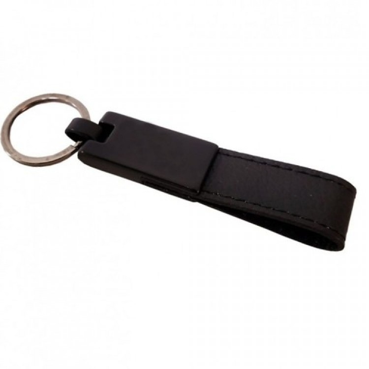 Leather Metal Black Keyring