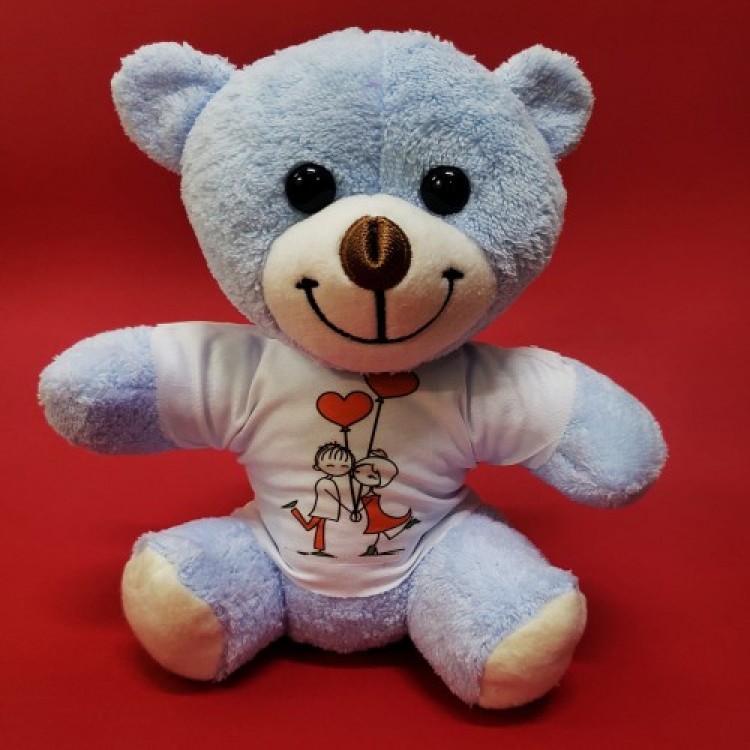 Happy Lovers-Themed T-Shirt Wearing Teddy Bear