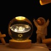 Planet-Themed Wooden Base Illuminated Glass Globe