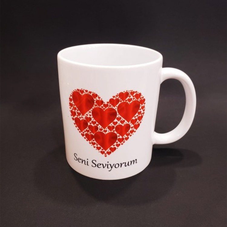 Heart-Shaped "I Love You" Printed Mug