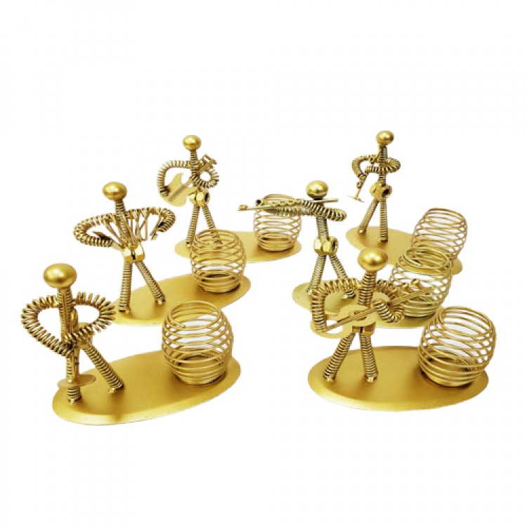 Decorative Yellow Metal Man Musician Pen Holder