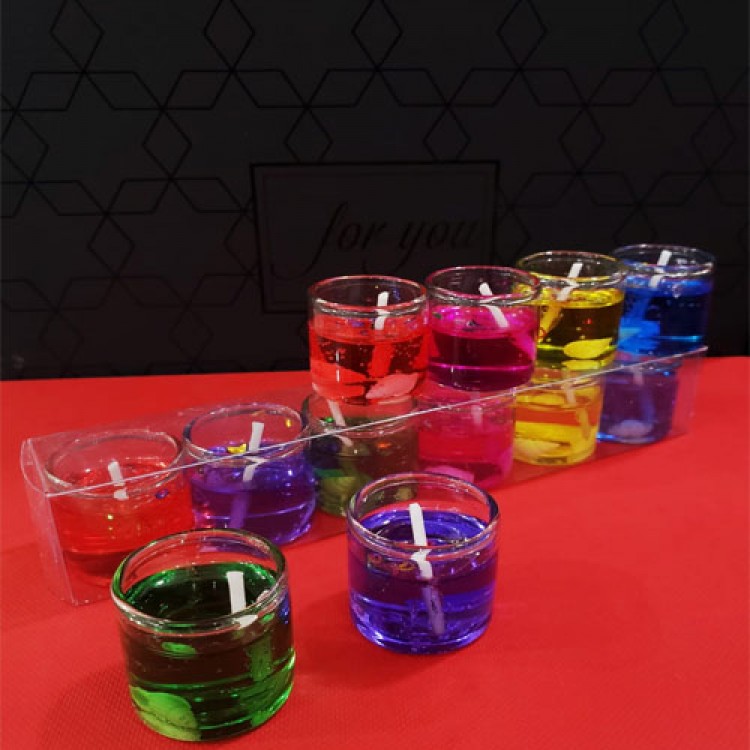 6 Decorative Colored Jelly Candles 6 Decorative Colored Jelly Candles