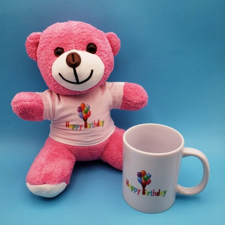 Happy Birthday Pink Bear and Mug Set