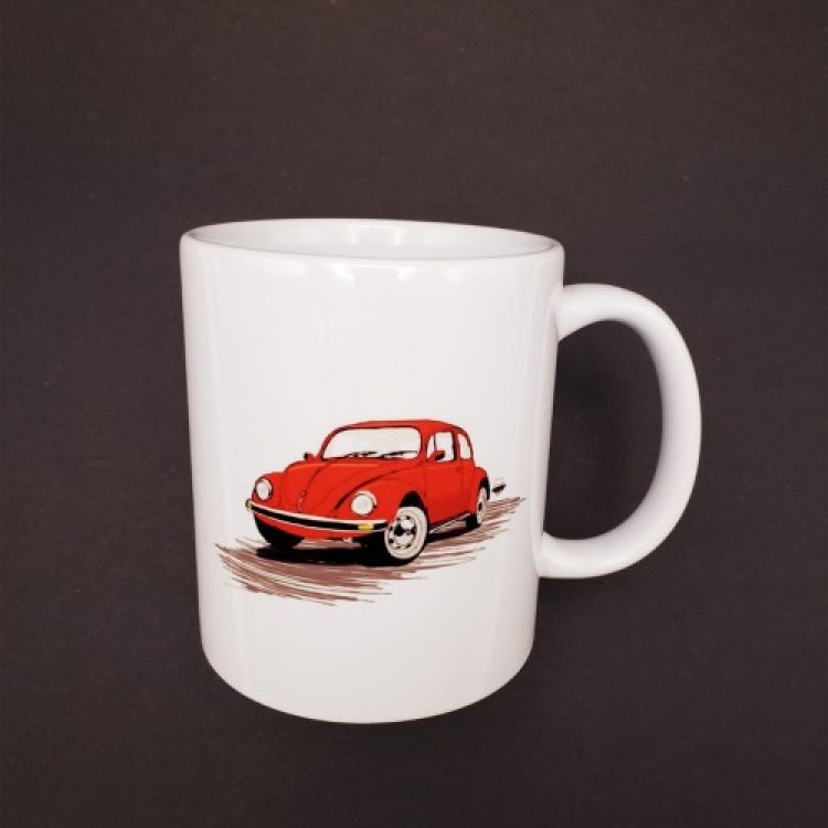 Red Volkswagen Beetle Printed Mug Red Volkswagen Beetle Printed Mug