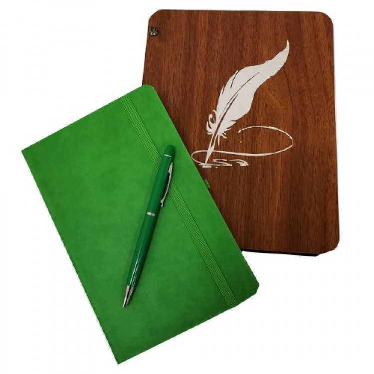 Decorative Green Leather Covered Notebook Wooden Box Gift VIP Set Decorative Green Leather Covered Notebook Wooden Box Gift VIP Set