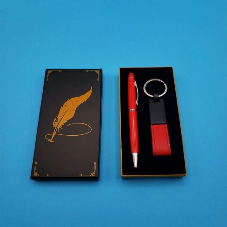 Leather Keyring and Touchpen Pen