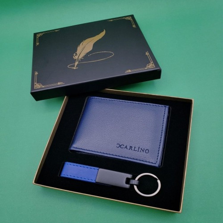 Blue Wallet Keychain Set