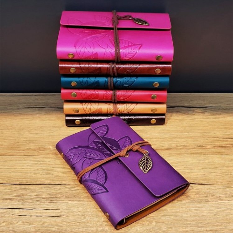 Leaf Pattern Leather Notebook